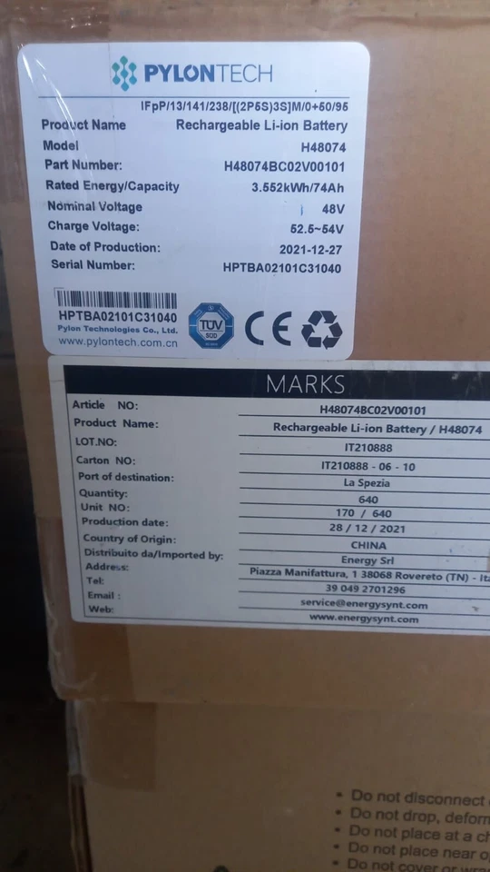 Batteria di accumulo trifase PYLONTECH H48074 - Set di 3 pezzi - Immagine 4 di 4