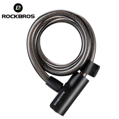 ROCKBROS Bike Steel Cable Lock Anti-Theft Lock MTB Bicycle Portable Lock Safety - Picture 1 of 11