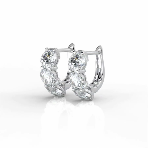 Huge 6ct Lab Grown Diamond Hoop Earrings 14K White Gold F VS Huggies Secure Lock - Video 1 of 1