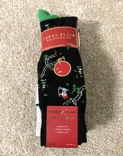 Perry Ellis Portfolio Men's Holiday Skiers Print Crew Socks 6-Pk. Black/Grey