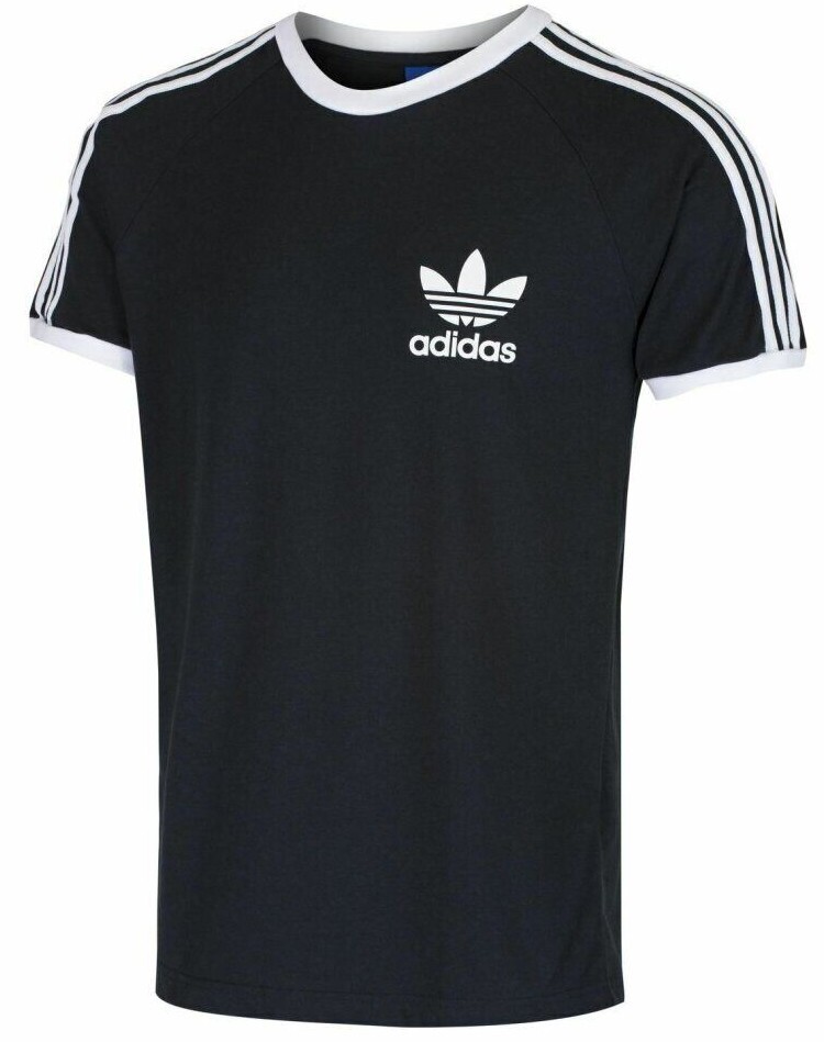 Adidas Men's T-Shirt Raglan Retro Crew Neck Short Sleeve 100% Cotton_ Black