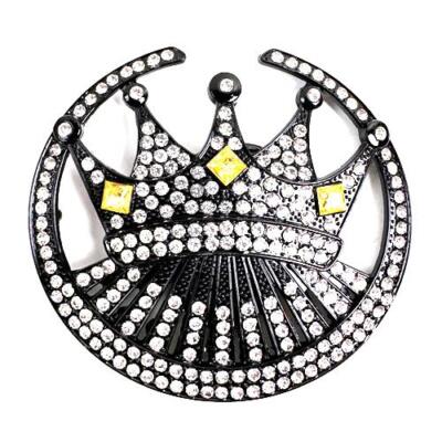 Royal King Crown HIP HOP Clear Rhinestones Black Chrome Fashion Men Belt Buckle
