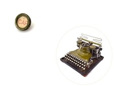 Hammond Typewriter CAP Key Antique Part Vtg Glass Keytop Keyboard Multiplex thumbnail