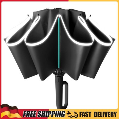 Fully Automatic Reverse Folding Umbrella Windproof for Sun/Rain Days (Black)