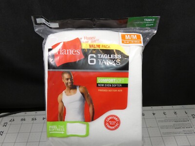 New 2014 Mens 6 Pack Hanes White Comfortsoft Tagless Tanks Undershirts ...