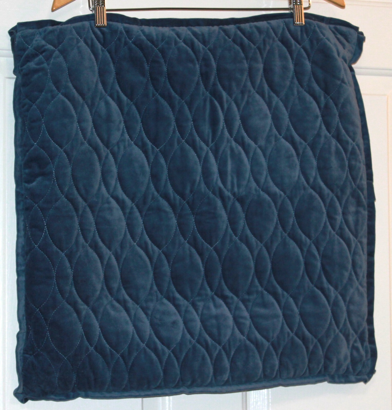 Madison Park Signature Blue Velvet Quilted Pillow Covers Set of 2 with Zip and Button Closure-image