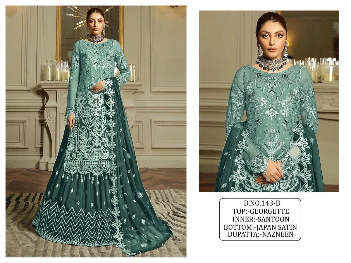 Pakistani Designer Suit Indian Bollywood Georgette Skirt Salwar Kameez Clothes