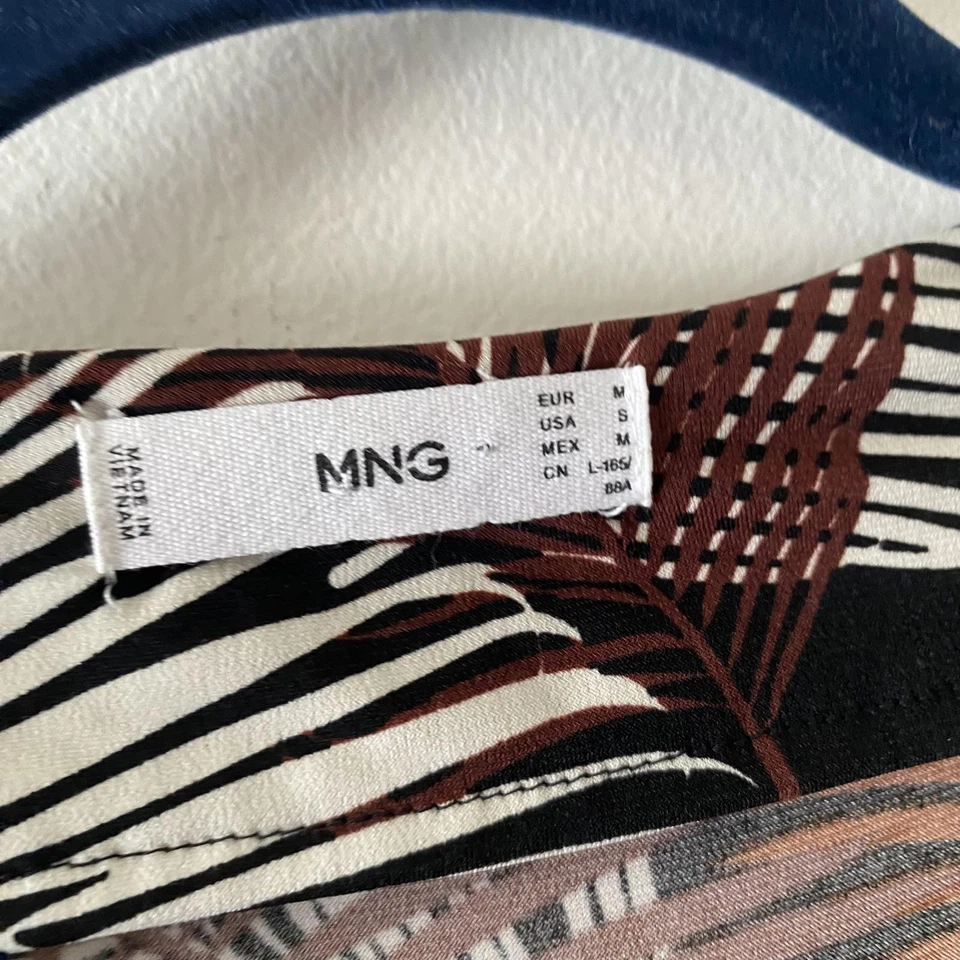 MNG MANGO Mono Marrón Crema Negro Estampado Hojas Foto 3 de 4