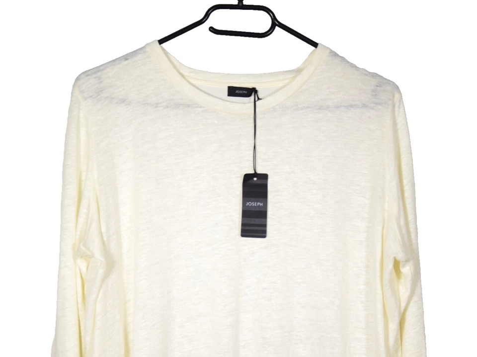 NEW JOSEPH Ecru Round neck SATIN/KNIT BLOUSE Long sleeve | Size M | SILK LINEN - Image 2 of 4