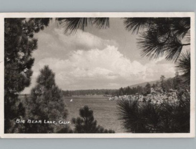 RPPC Panoramaaufnahme Big Bear Lake, California 1945 Postkarte, Unbestellt
