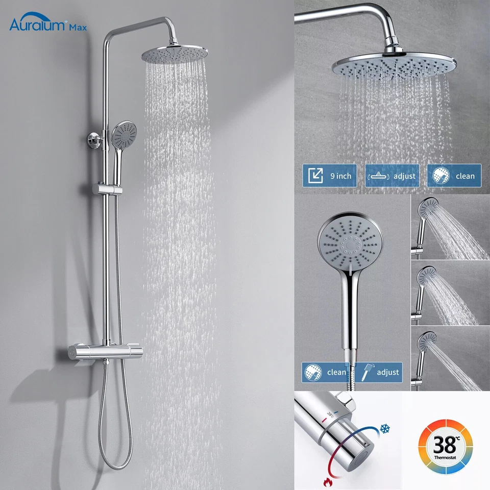 Duschsystem Thermostat Duscharmatur Massage Regendusche Duschset mit Handbrause 
