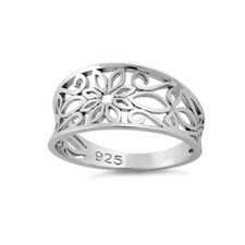 925 Sterling Silver Filigree Flower Ring Great for Thanksgiving