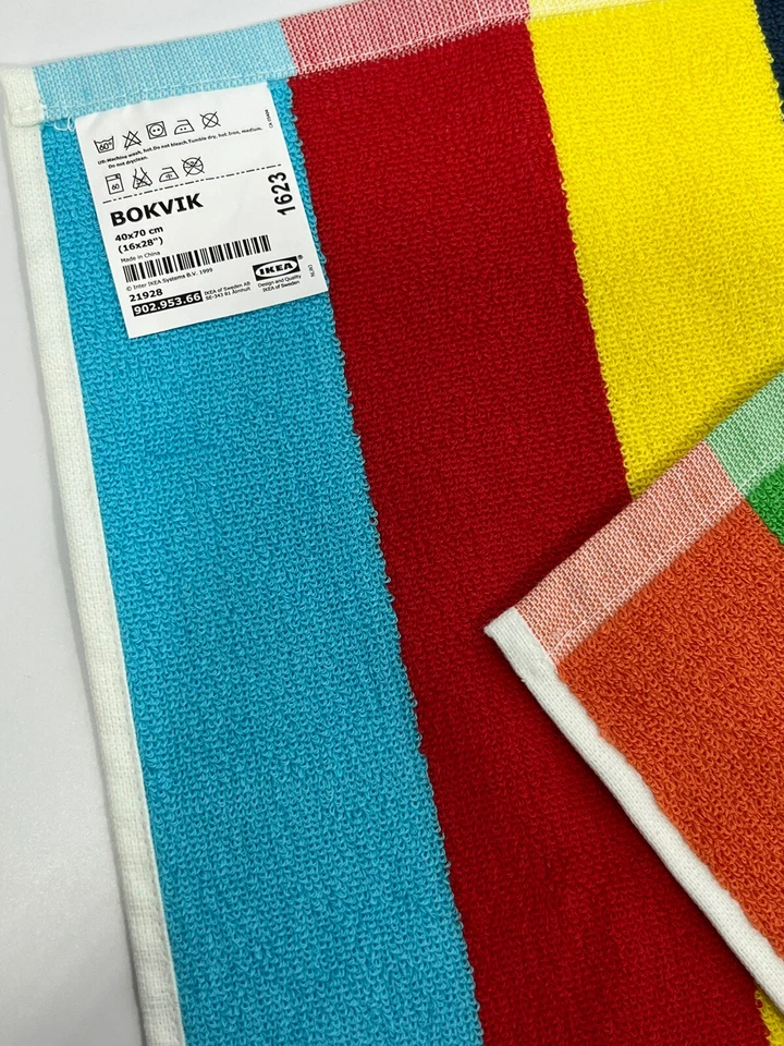 Ikea Bokvik вручную полотенце полоски многоцветный ванной полотенце 16 «x 28» новый - Изображение 2 из 4