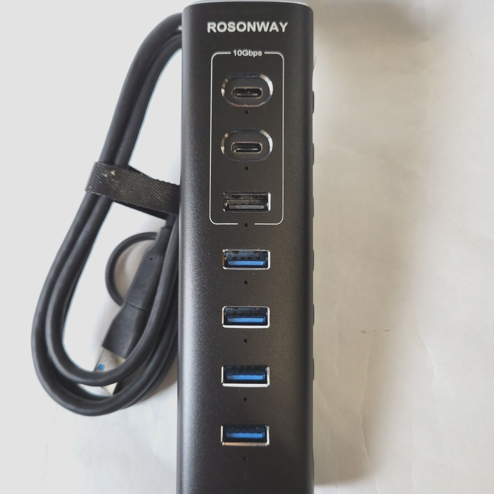 Rosonway 7-Port USB 3.2 Gen 2 Hub with 10Gbps Speed & 3.3ft Cable