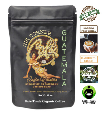 Ink Corner Cafe Organic Roasted Coffee Beans Guatemala Single Origin Fair Trade