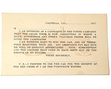 1917 Vtg Calpella California Postcard Ukiah Times Contest for Buick Automobile