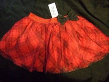 NWT  THE CHILDREN'S PLACE red black plaid skirt w/ black bow  girls 3 3T