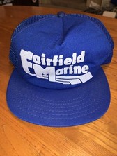 Vtg Fairfield Marine Trucker Snapback Hat Blue