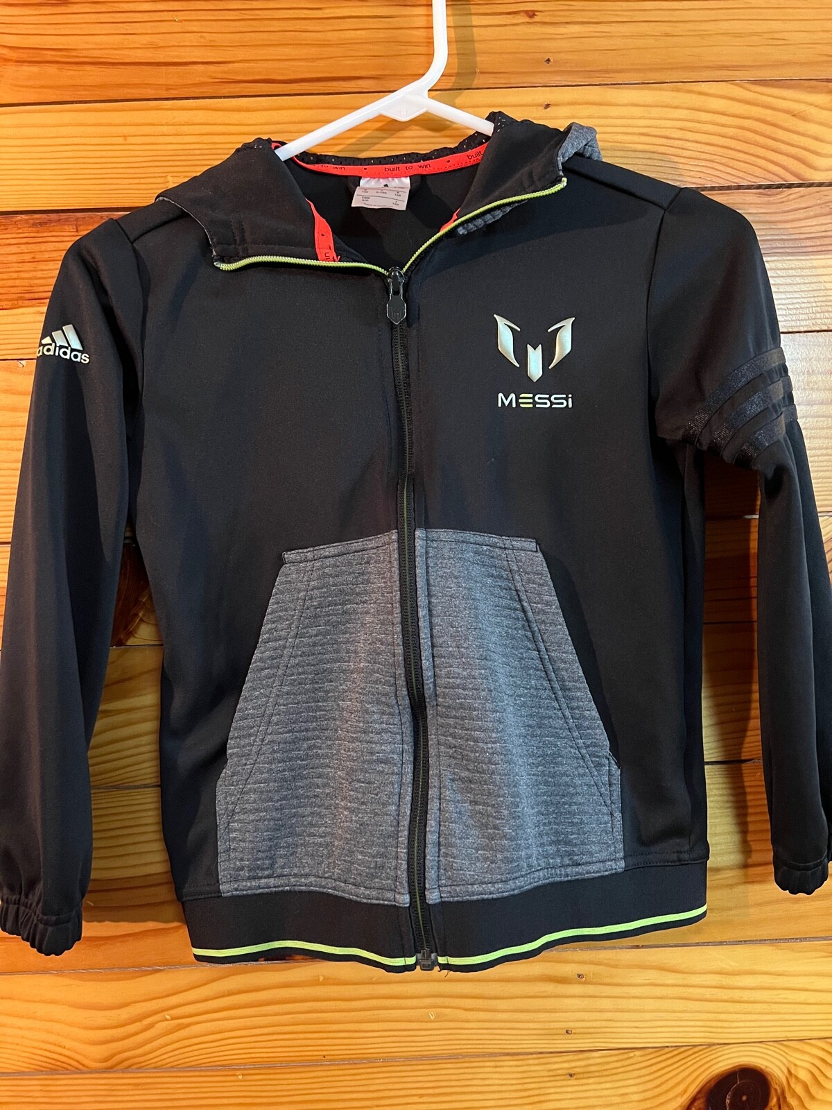 Adidas Messi Black Hoodie EUC Boys Zip 