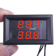 DC 4-28V Thermometer Digital Temperature Sensor NTC Metal Probe Dual LED Display
