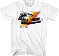 Back To The Future Movie T-Shirt 35 Years Auto Stripes SM - 5XL White Cotton New