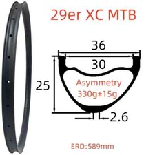 29er Carbon XC MTB Bike Rim Super Light UD Matte Glossy Hookless/Tubeless Wheel
