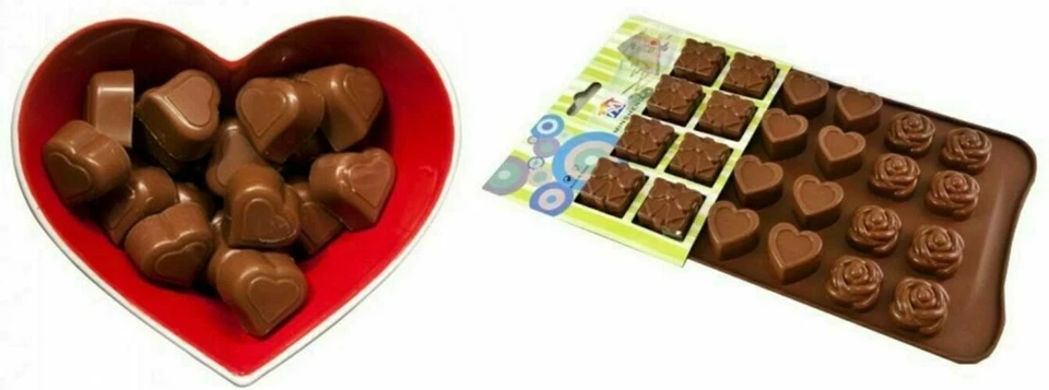 Silikon Schokoladenform Pralinenform mit 24 Herz Rose Geschenk Formen Schokolade - Bild 3 von 4