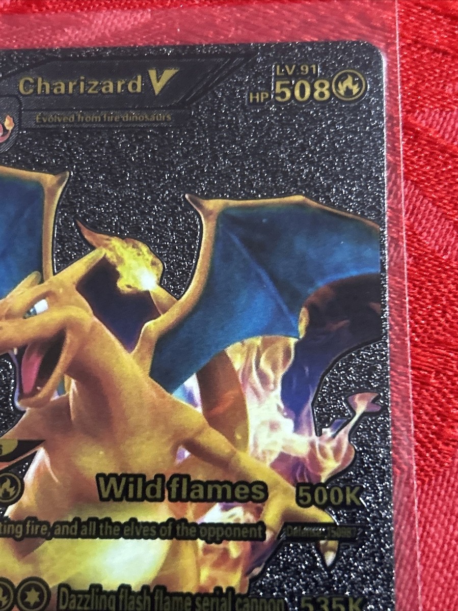 Charizard V Black Foil Fan Art Pokémon “Wild Flames” Lv91 508 HP