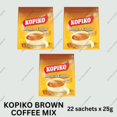 3 x KOPIKO BROWN Asian Coffee Mix Malaysia Instant Coffee 550g (22x25g)