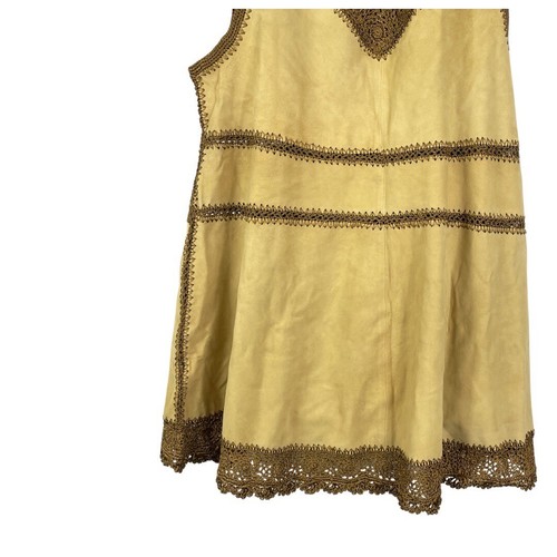 Free People Adeline Cognac Suede /crochet Mini Dress -Size XS - Picture 9 of 9