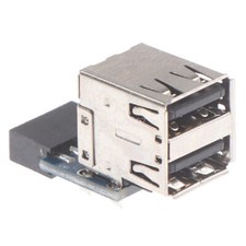 9pin Motherboard to Female USB 2.0 Connector Black Motherboard To 2 Ports Usb2.0
