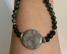 Men's Style Marble Stone Lava Rock Tribal Bead Rustic Mens Necklace Surfer New