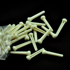 Lots of 50 pcs Acoustic Guitar Bridge Pins Plastic White w/ Black Dot