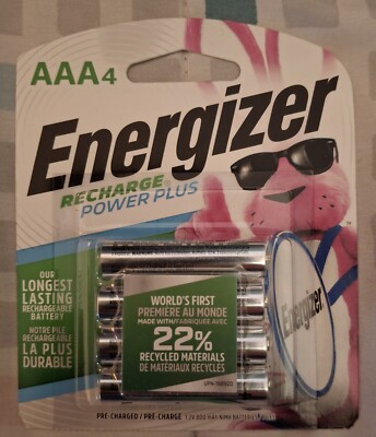 AAA ENERGIZER RECHARGEABLE POWER PLUS BATTERIES 4 PACK