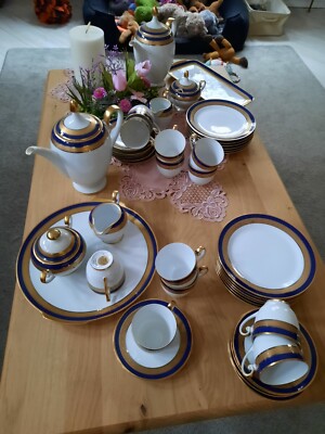 Hutschenreuther Kaffeeservice Kobaltblau mit Gold
