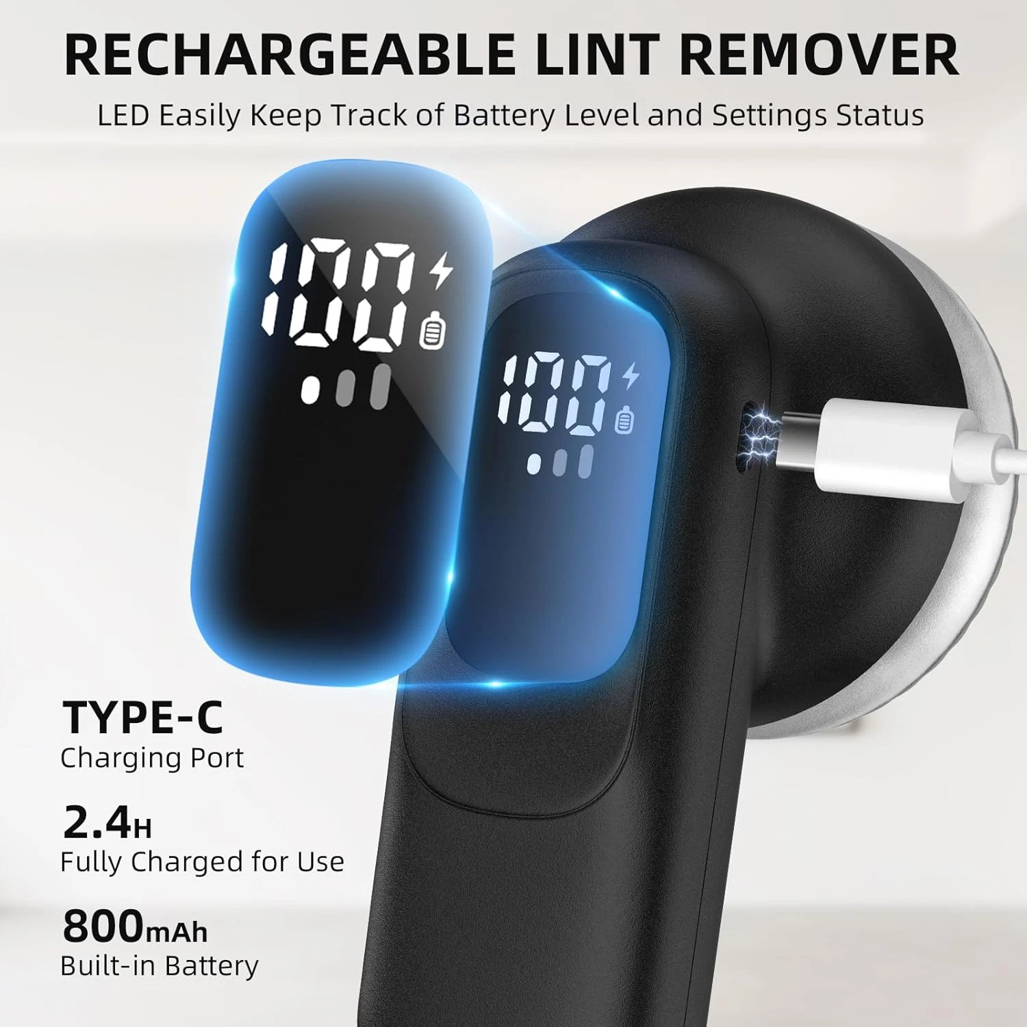 Type-C rechargeable lint remover LED display