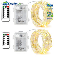 LED Lichterkette 5M 50 Leds Warm Weiß Mit Fernbedienung Und Timer Silberdraht