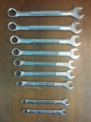 Vintage Craftsman VA USA 9pc METRIC 6 Point Combination Wrench Set 8mm - 17mm