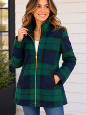 Pendleton Wool Blend Walker Jacket Plaid Blue Green Women's Size Medium NEW