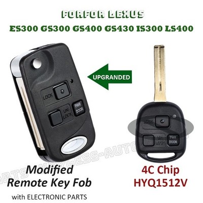 HYQ1512V -4C Chip for Lexus ES300 1998-2003 Upgraded Flip Remote Key Fob