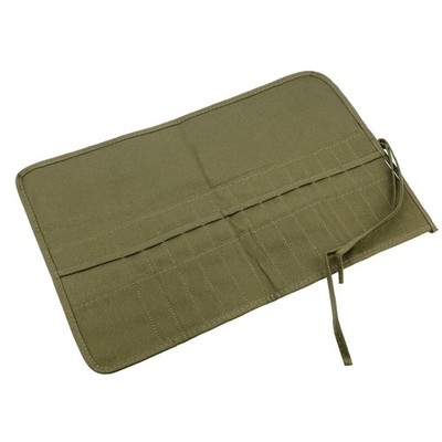 Green Canvas Paint Brush Holder Roll-up Case Bag, 30 Slots Pockets Carry Pouc...