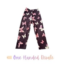 Butterfly Print Kids Girls Leggings Pants Black Pink 2-3Y