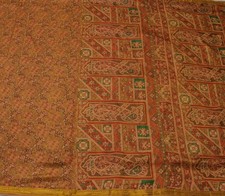 Sushila Vintage Brown Saree 100 Pure Silk Printed Floral Soft Sari Craft Fabric