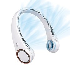 Neck Fan: Portable Personal Neck Cooling Rechargeable Bladeless Fan - White