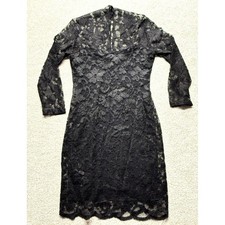 ASOS Black Lace Long Sleeve Sheath Dress Midi 10