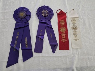  ️  1940s Ohio State & County Fair Ribbons Livestock Awards Vintage
