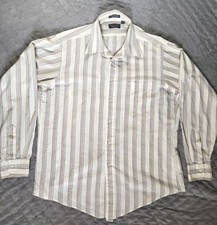 CHRISTIAN DIOR Made In USA White/Stripe Button Down Men's Size 16.5 x 34-35