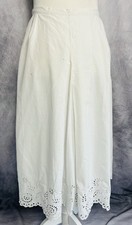 Vintage Antique 1910s-1920s White Cotton Midi Petticoat Slip Cutwork Embroidery