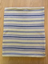 HTF Carters Blue Green Stripe Baby Blanket Fleece Security Lovey Approx 32 X 27