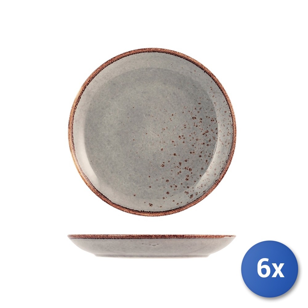6 Plates H&H Reactive In Stoneware, Ø 27 Cm, Gray